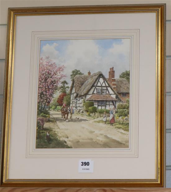 John Lewis Chapman, watercolour, Ombusley, Worcestershire, signed, 30 x 25cm